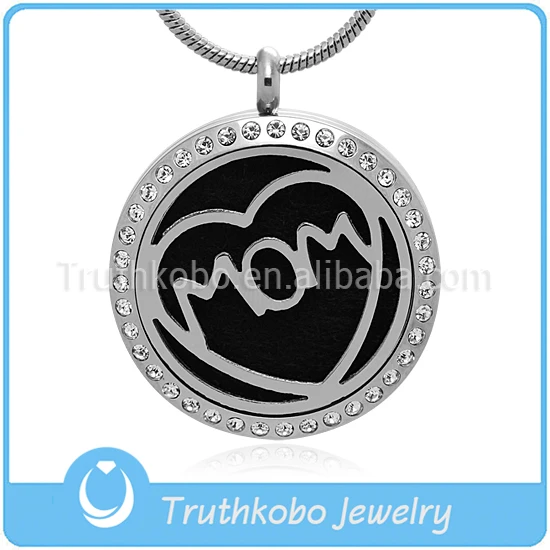 

Mothers Day Gift Essential Oil Diffuser Locket with Crystal Stainless Steel Jewelry, As pictures