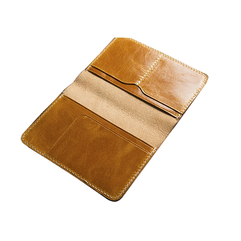 
without machine stitch genuine leather passport wallet 