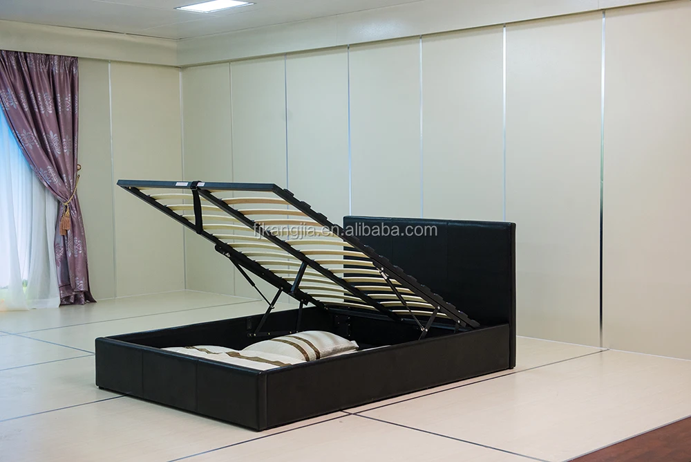 
Modern Soft Black PU PVC Modern Soft Lift Up Storage Bed 