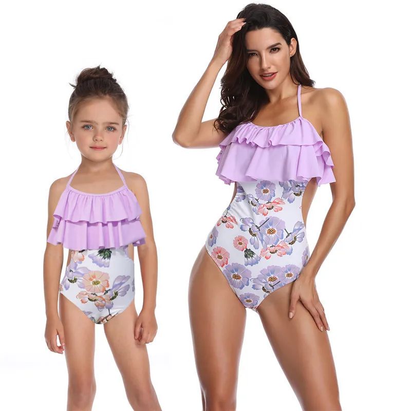 

2018 Mother Daughter Swimsuit Sexy Women Swimwear Baby Girl Floral Swimsuit Bikini Monokini Beachwear Mom Child Family Match Red, Customized