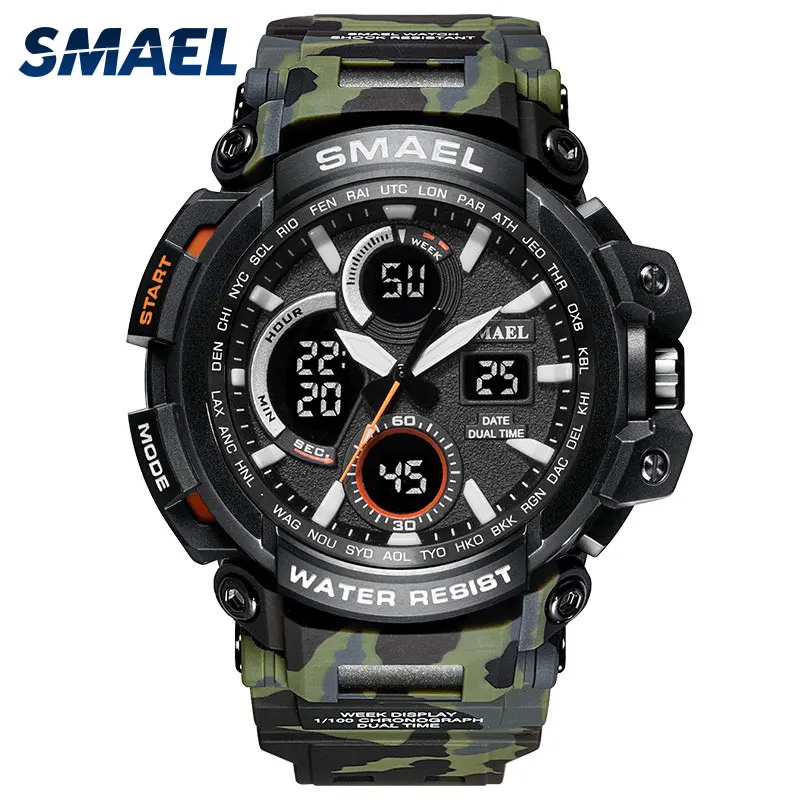 

Best Price Top Sale SMAEL 1708 Shock Resistant 50M Waterproof Camouflage Green Military Sport Man Digital Hand Watch