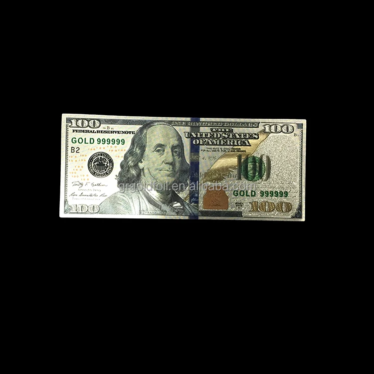 
China good quality new design 100 us dollar silver foil banknotes 