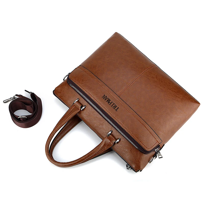 

TRIPMAN Briefcases For Mens PU Leather Fashionable Laptop Crossbody Handbag with Lawyers Male Brief Case Bag, 3 color
