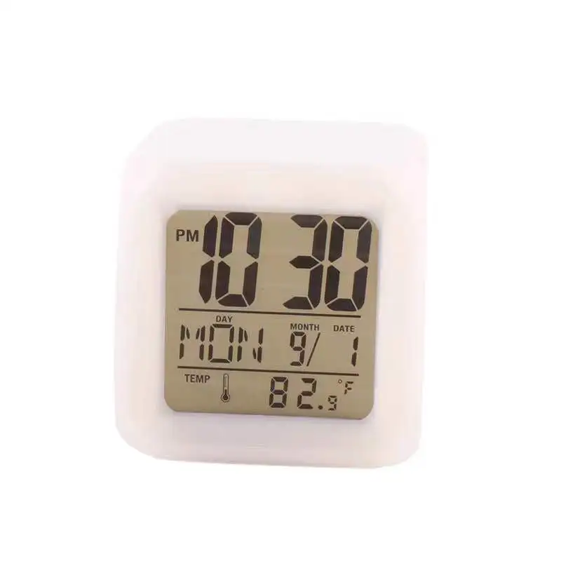 

Popular Glow seven colors led 7 color cube sublimation Digital Alarm Clock, Customized color