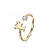 Custom Personalized 14K Yellow Gold Plated Sterling Silver S925 Letter Initial Ring