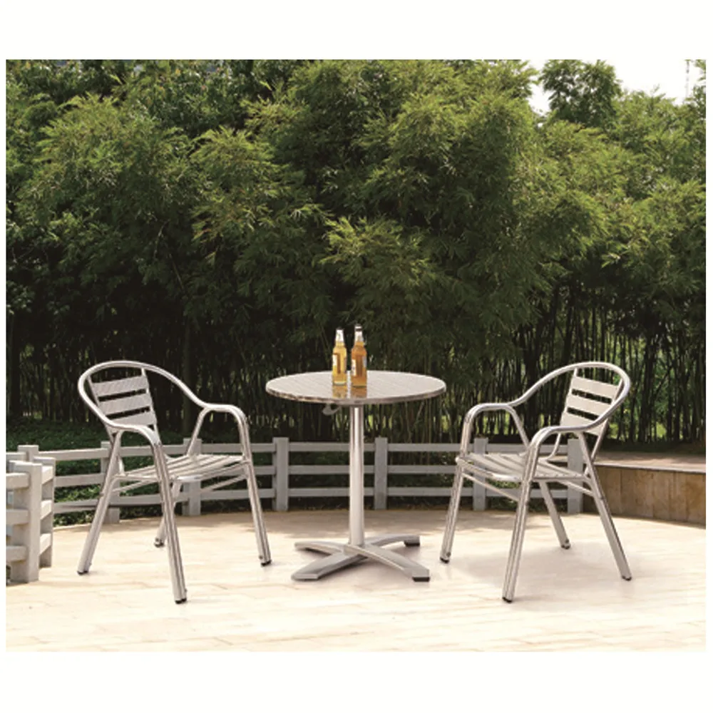 
Double Tube Dining Restaurant Outdoor Garden Cafe Bistro Aluminum Chair Set 