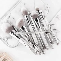 

High Quality 11pcs Marble Makeup Brushes Wood Marble Handle Soft Synthetic Hair Cosmetic Brushes Kit with Zipper Marble Bag