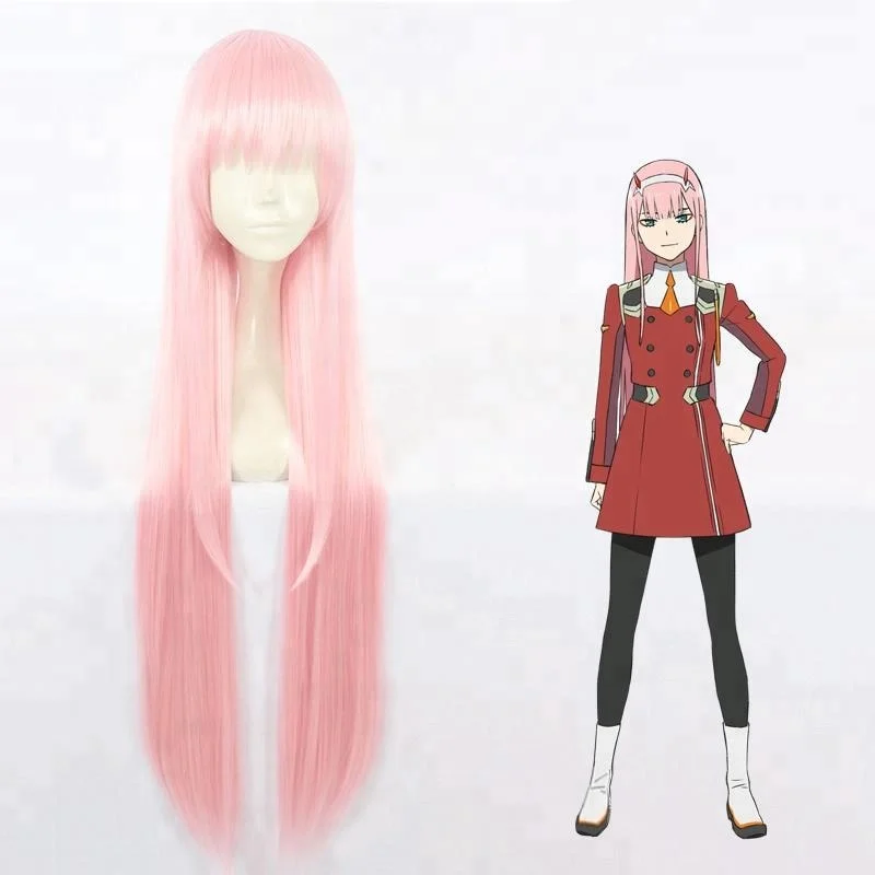 

Wholesale Anime Wigs 100cm Long Light Pink Wig Darling in the Franxx Cosplay Zero Two Synthetic Anime Cosplay Hair Wigs