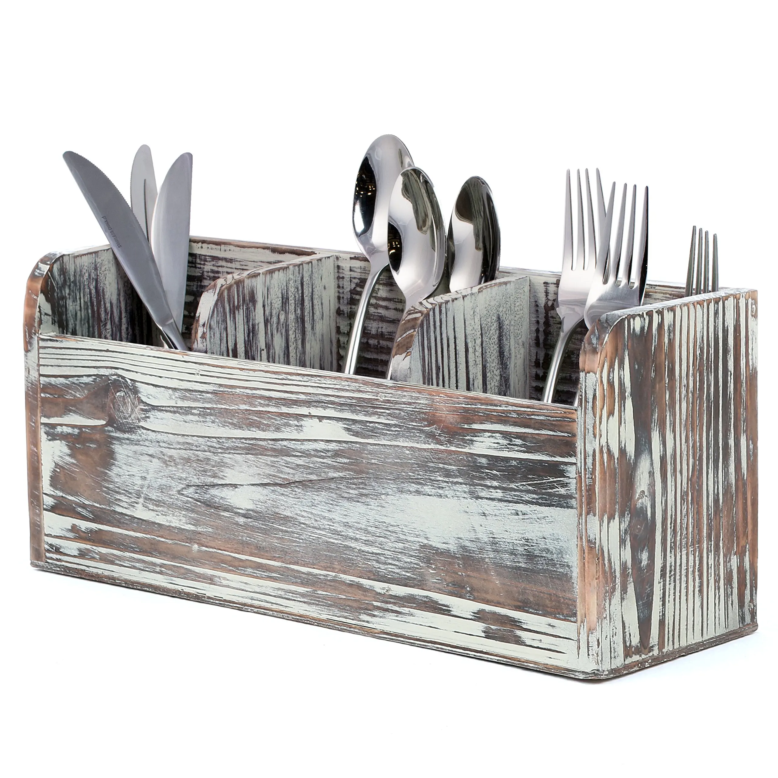 Home Flatware Organizer Caddy With Wood Base Sus304 Stainless