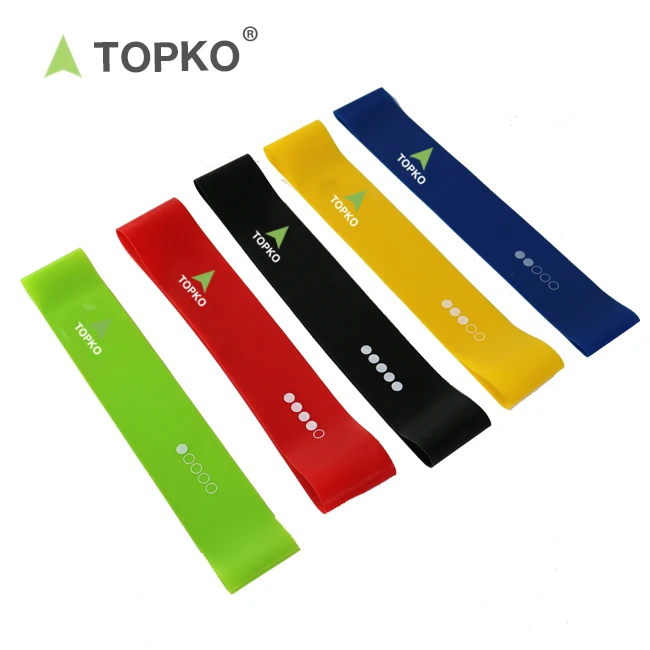

TOPKO gym fitness custom printed stretching home exercise non slip adjustable latex loop elastic resistance bands with logo