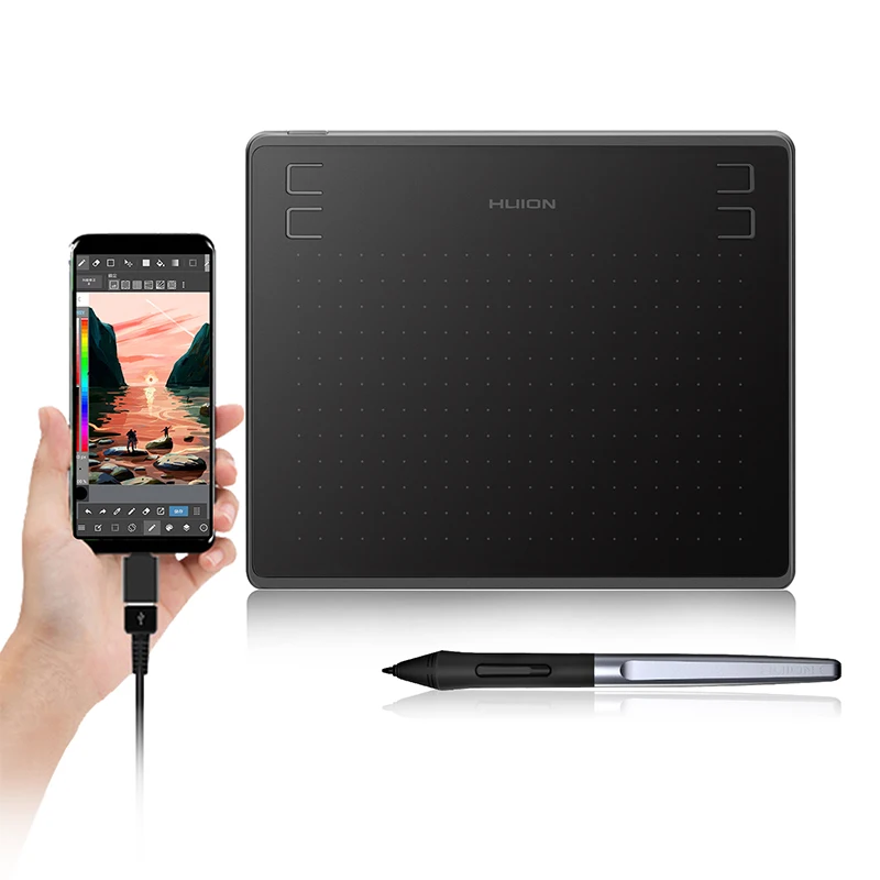 

HS64 HUION Battery-Free 8192Levels 266PPS 200 x 166 x 8mm digital drawing pen animation design graphic tablet, N/a