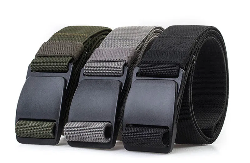 Men's Invisible Flat Plastic Buckle Belt Elastic Stretch Casual Pants Web Belt