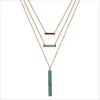 Yiwu Fashion factory jewelry supply three layers charm Turquoise Sweater chain necklace