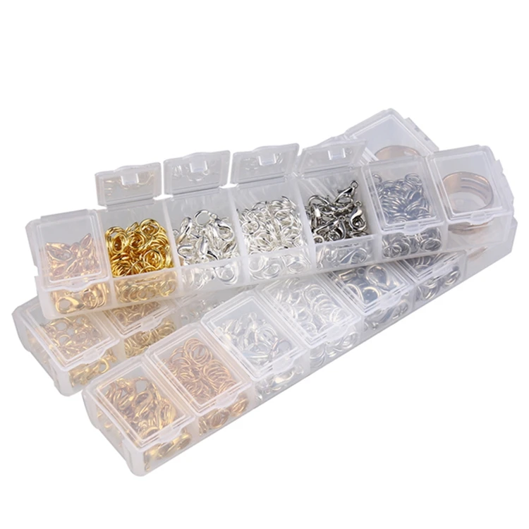

Gold Silver Rhodium Color Handmade Rings Lobster Clasps Jump rings For Diy Jewelry Making Connectors set