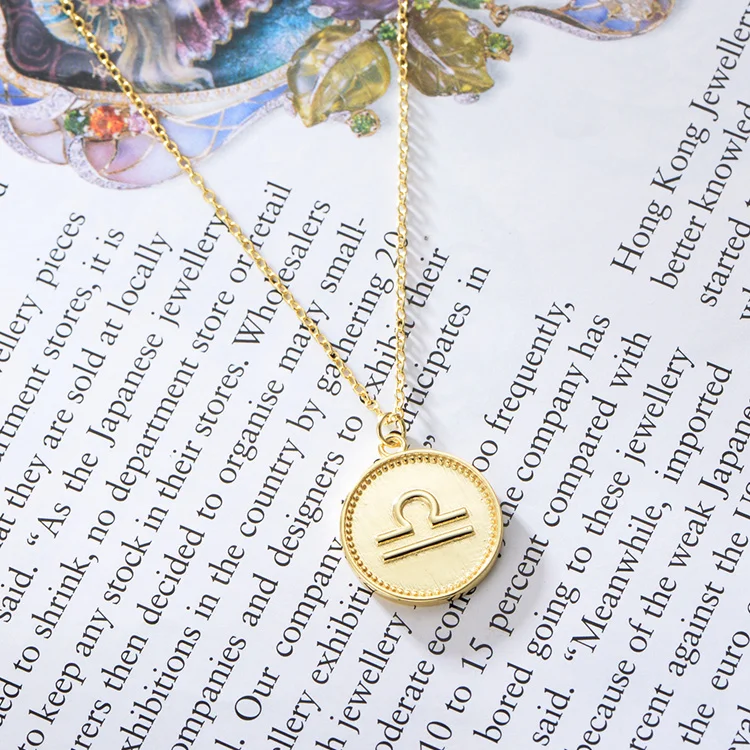 

Factory Promotion Price 925 Silver 14K Gold horoscope Extroverted Libra Necklace
