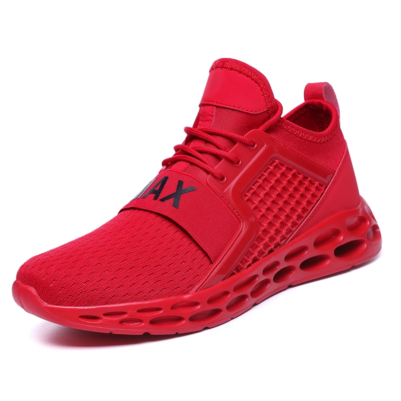 

High Quality High-Tech Design Knitted Sports Running Sneakers Comfortable Mens Custom Athletic Shoes, Blake;blue;red