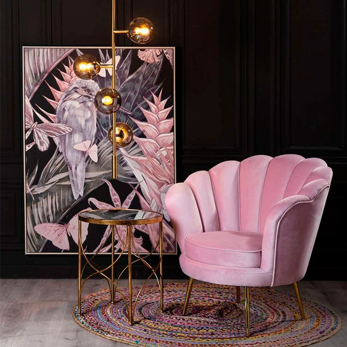 pink shell chair silver legs