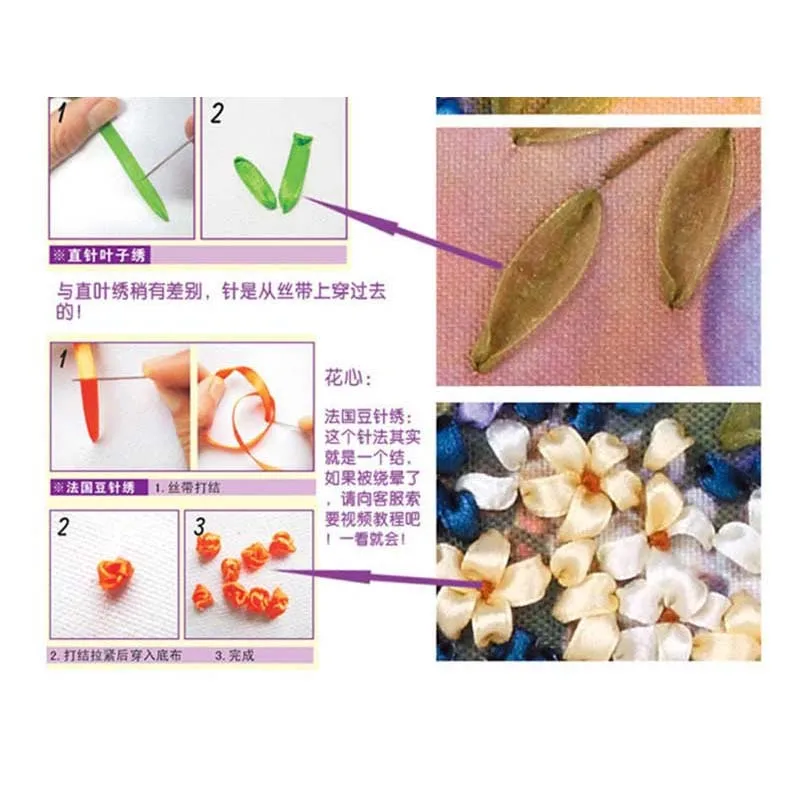 
SB2 flower ribbon embroidery cross stitch kit 