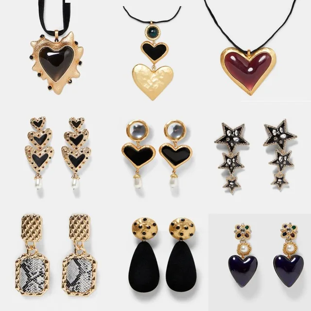 

2019 Dvacaman ZA Luxury Jewelry Fashion Big Love Heart Shaped Drop Earrings for Wedding Party, As picture