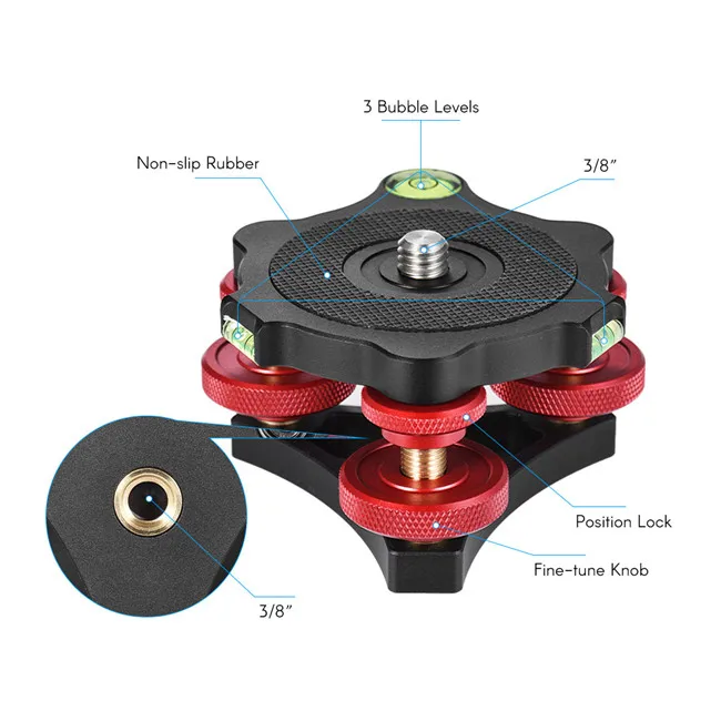 Aluminum Alloy Lp64 Tripod Leveling Base Triwheel Precision Leveler
