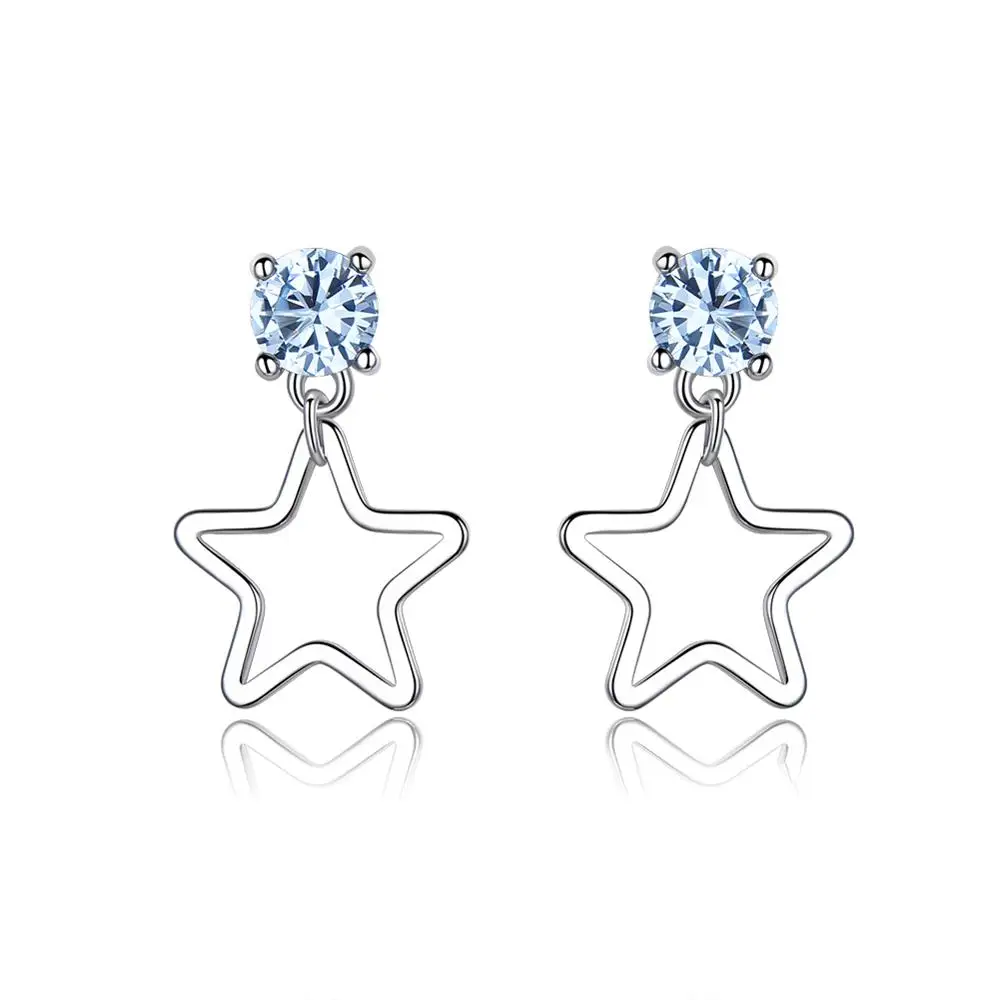 

RINNTIN VSE13 Drop Shipping Sterling Silver Jewelry CZ Star Shaped Stud Earring