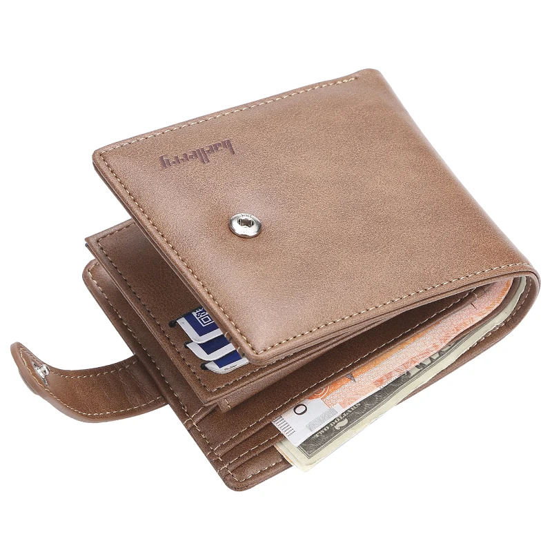 

baellerry 2019 newest Vintage deisnger Buckle fine leather short section wallet for men with Hasp,male Coin purse,card holder, Brown,dark brown,black