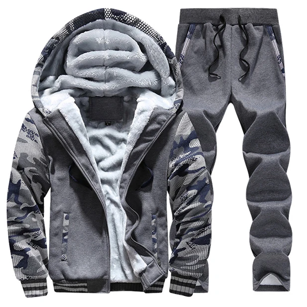 

2020 New Winter Plus Plush Men's Sportswear Casual Wear Suit With A Large Cap Zipper Jacket Hoodie, Customized