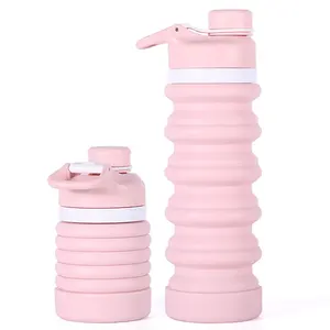 Image of Multifunctional Personalized Custom Logo Collapsible Silicone Smart Shaker Water Bottle