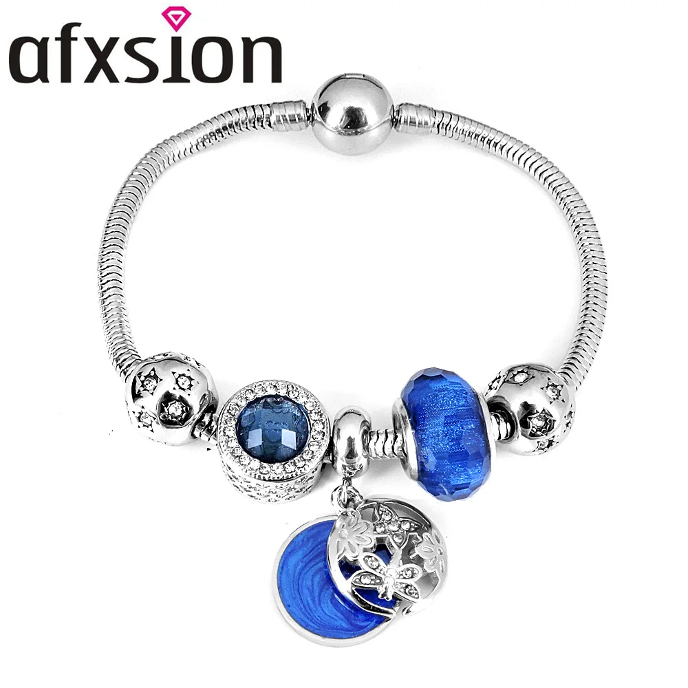 

AFXSION 2019 new jewelry DIY Bead Bracelet Pandora Charms Stainless steel Charm bracelet women, Gold;silver;rose gold
