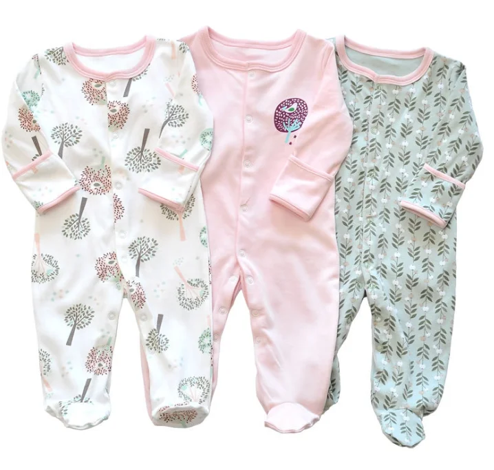 long sleeve baby and toddler romper with footie 100% cotton knitted children rompers for boys and girls