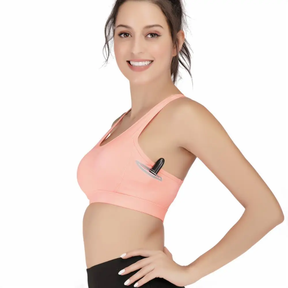 

New Women Racerback Sports Bra,High Impact Workout Gym Activewear Yoga Sports Bra With Pocket, White,black,pink