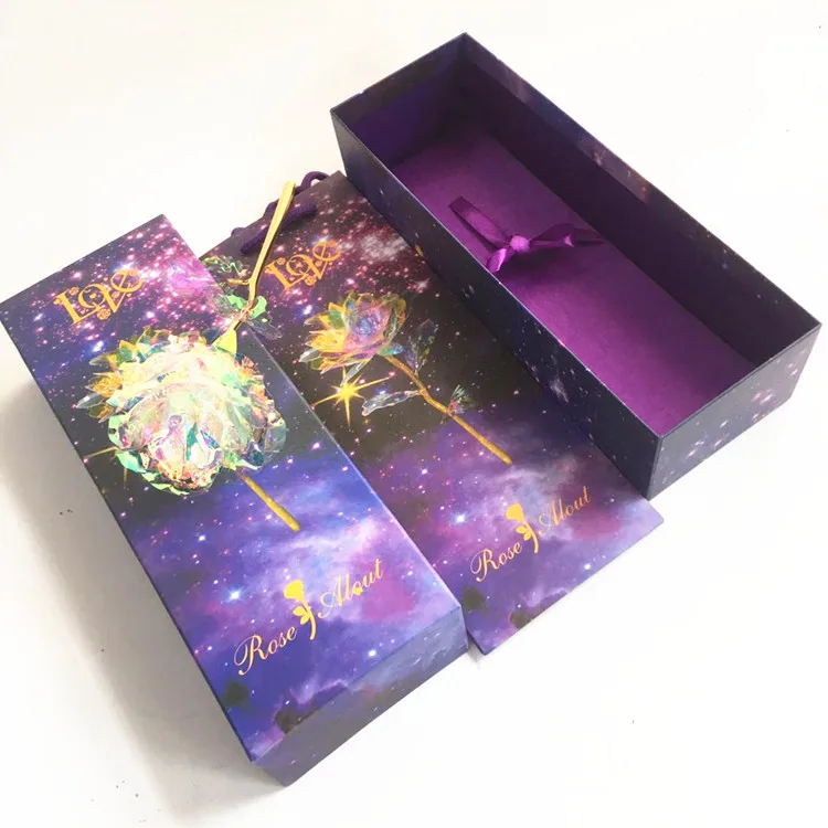 
Rainbow Galaxy Rose 24k golden rose Flower Artificial Crystal Rose Starry Sky Gold-plated Rose Gold Foil Rose 