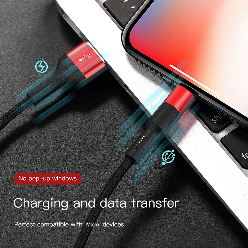 
Hoco Type C Cable Hi-Tensile Data Transfer 1M Micro USB Nylon Cable Cable For iPhone X 5 6 6S 7 8 Plus 