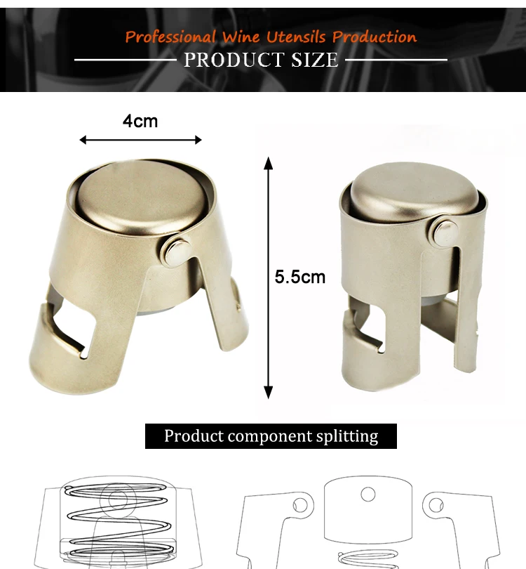 Wholesale Stainless Steel Metal Champagne Bottle Stopper,Custom Loge