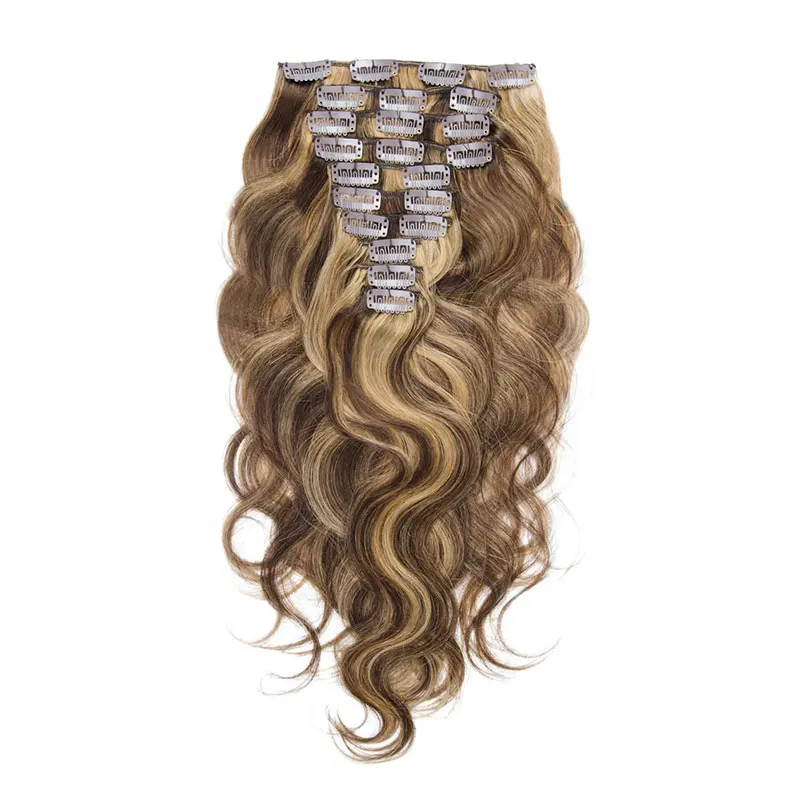 

Body Wave Remy Colored Clip In Hair Extensions For White Woman