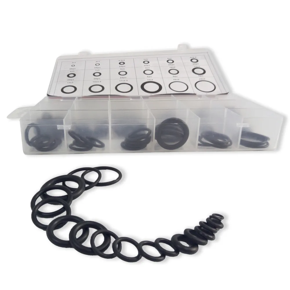 

Rubber O Ring Set with Plastic Box Silicone Rubber Rings, Black