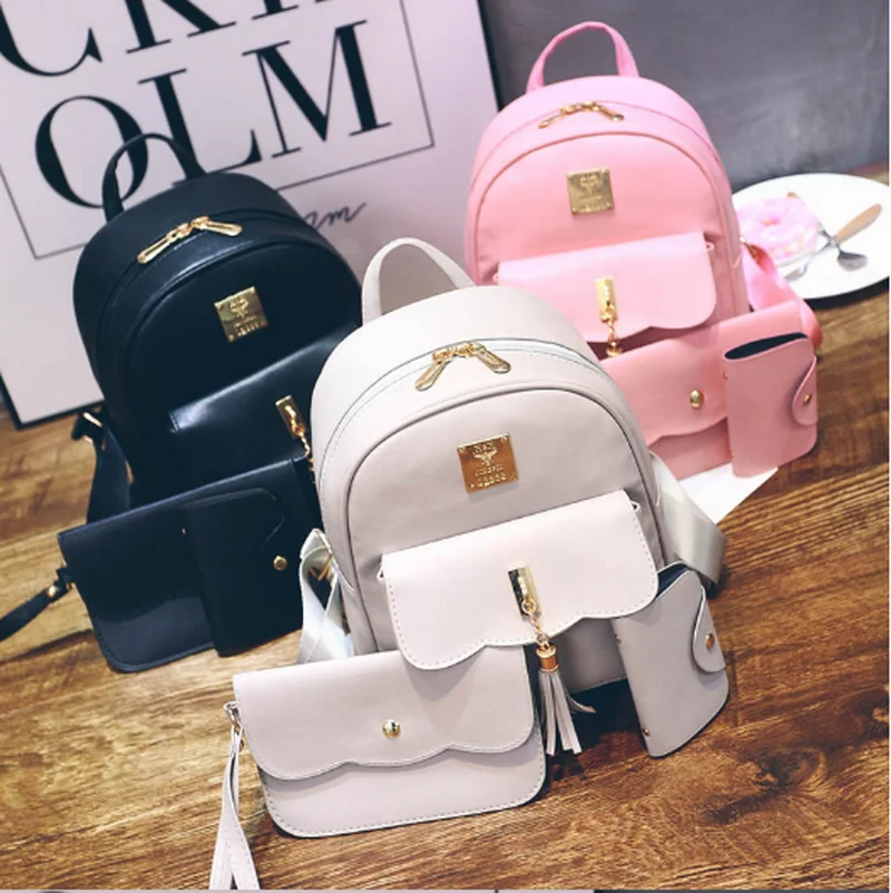 

2020 Wholesale Women hand bag Ladies bag set 3pcs Backpack bags, Multi, as picture