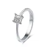 RINNTIN RISR57 Silver 925 Rhodium Plated Rings Jewelry Women with Square Zirconia