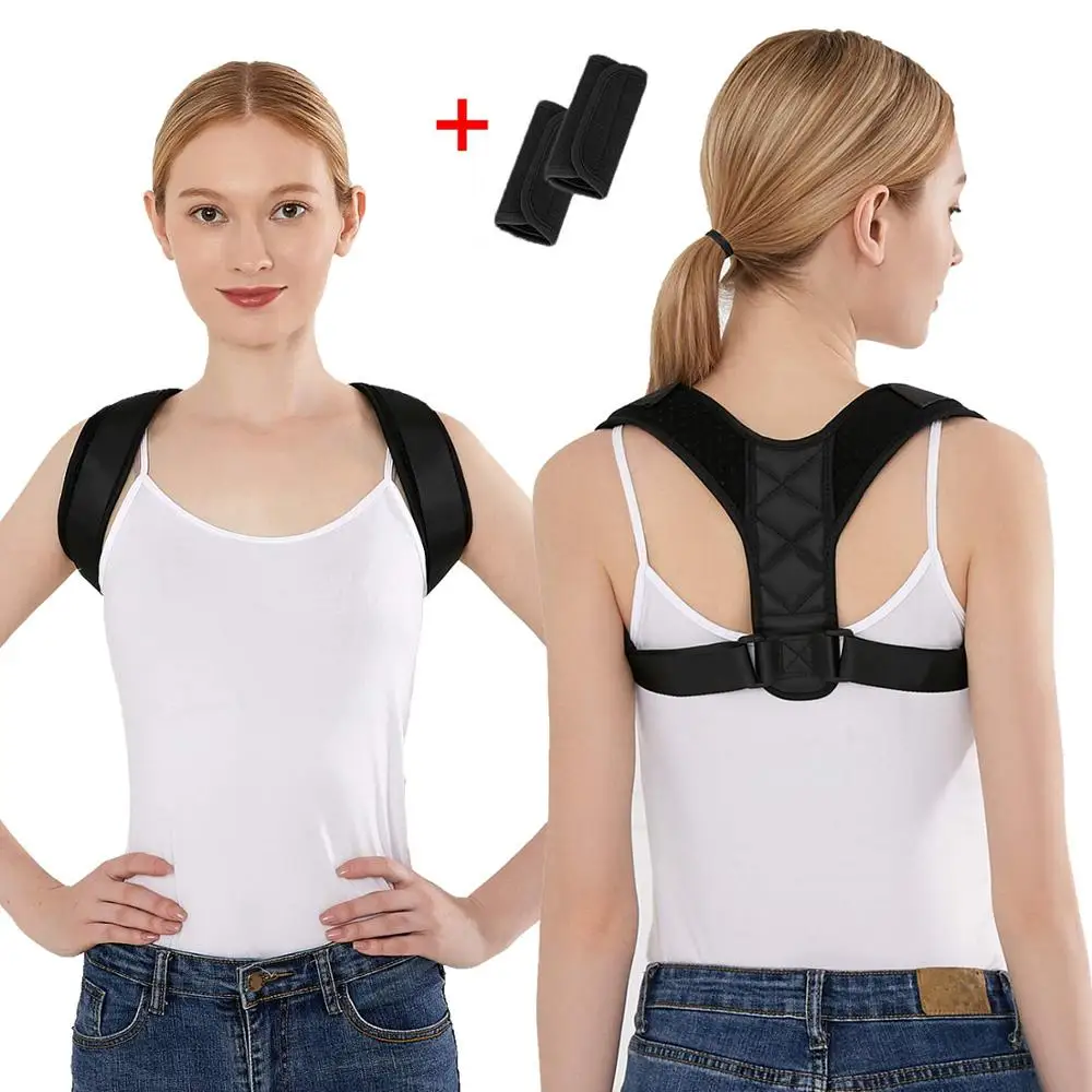 

Back Posture Corrector with Extra Wide Straps for Women & Men Under Clothes Clavicle Support for Back Straightener Pain Relief, Black