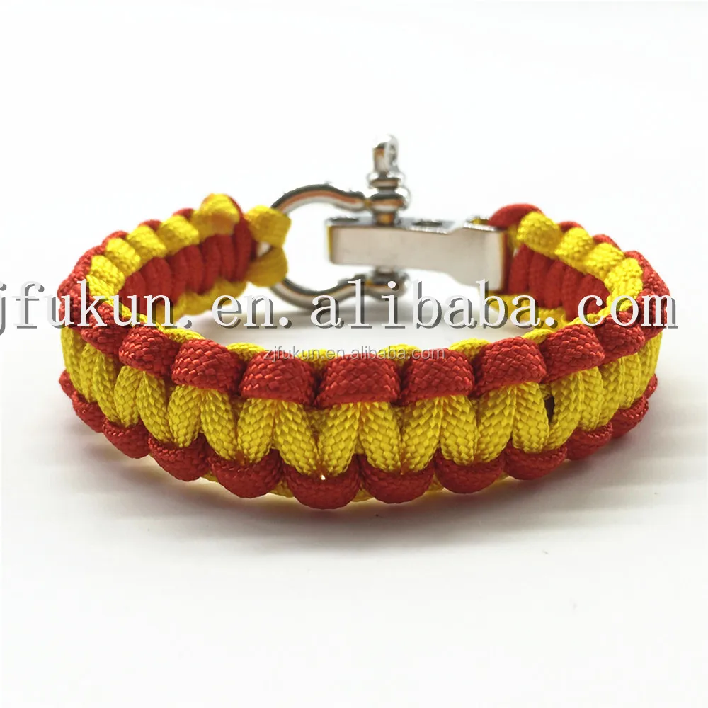 

Spain Flag Color Red And Yellow Cord Handmade Weave 7 Inner Paracord Bracelet