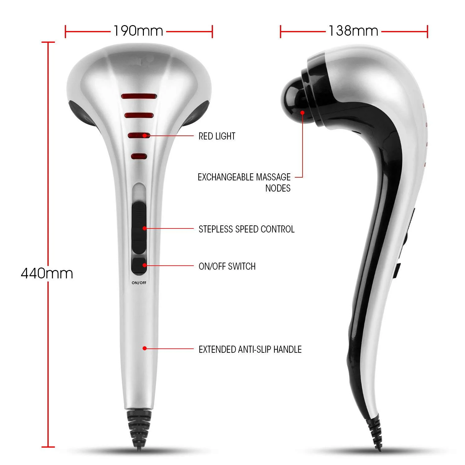 Dual Head Handheld Body Massage Hammer With Multiple Speeds