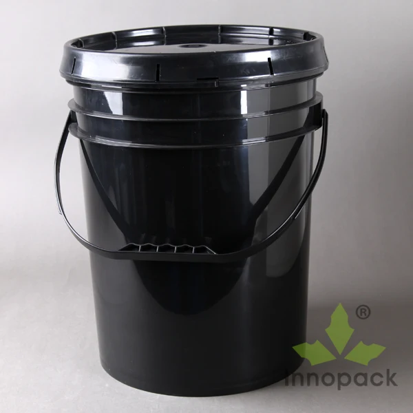 Heavy Duty 5 Gallon Black Paint Plastic Buckets With Lids And Handle