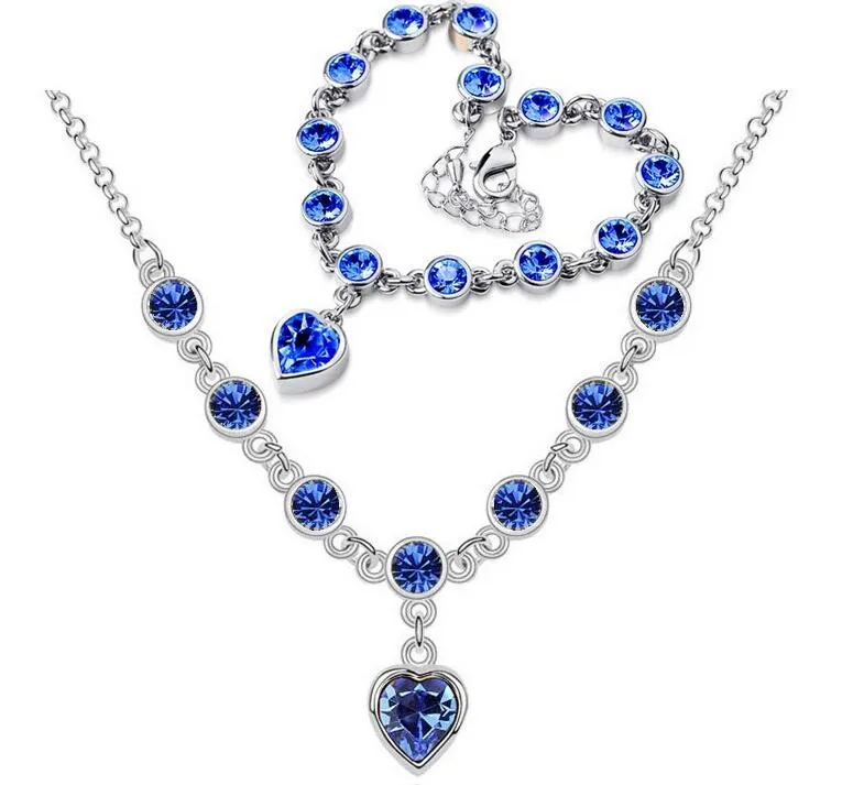 New Arrival 18k Gold & Silver Plated Crystal Heart Shape Fashion