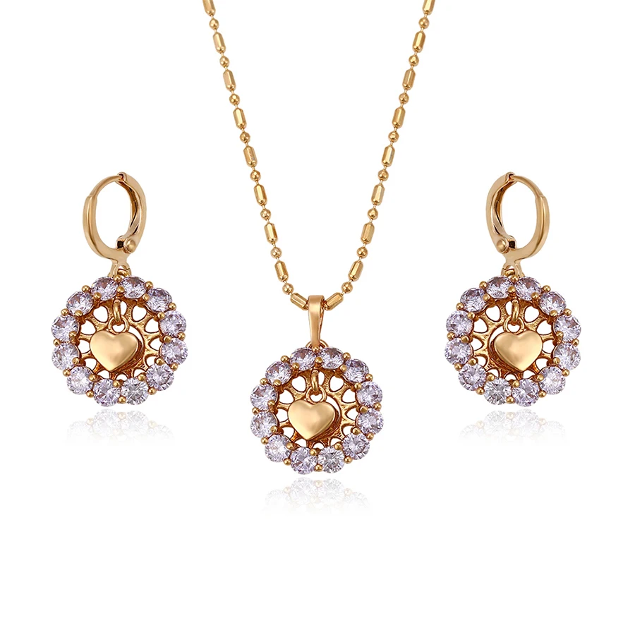 

61804 Xuping new design 18k gold plated zircon jewelry set