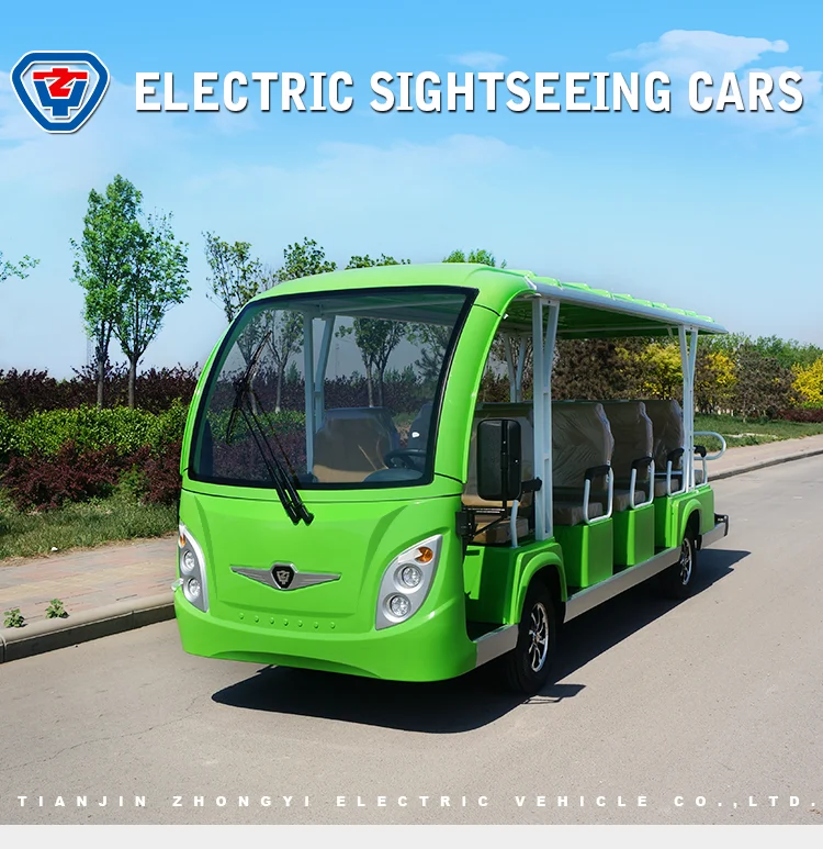 17 Seater Red Electric Sightseeing Buggy Bus With 6V230AH Battery