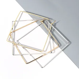 10 CM Gold Tone Big Square Hoop Earrings Simply Style Large Square Stud Earrings for Girls