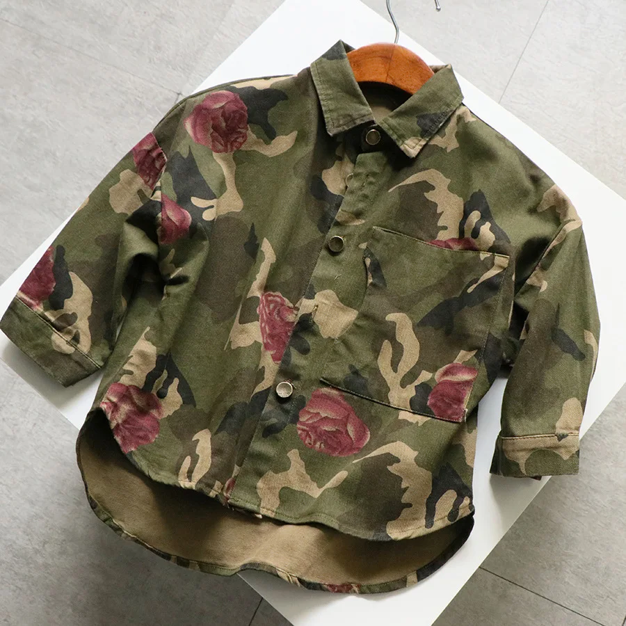 

Wholesale 2019 kids Boys army camouflage print shirt 1-4t With Free Shipping