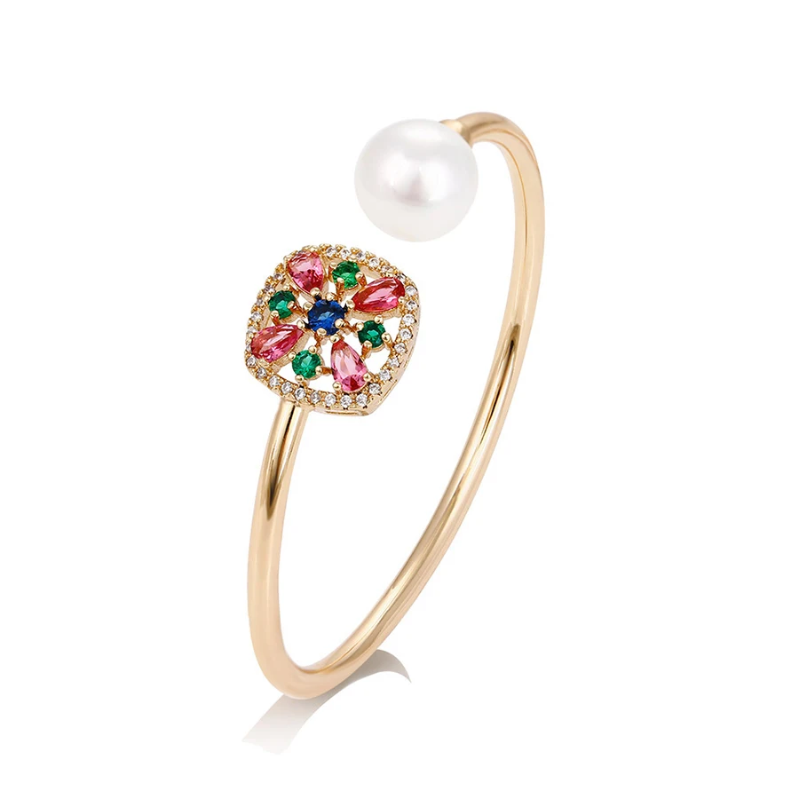 

51748 xuping jewelry good quality women jewelry, pearl bangle with triple stone