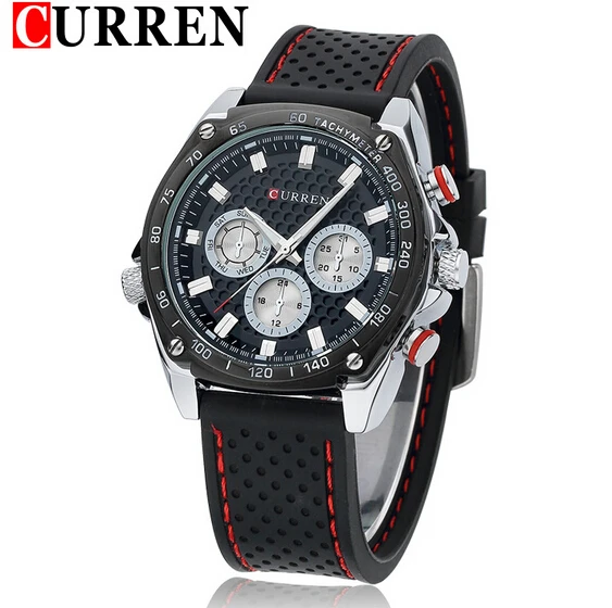 

New Designer Curren Men Watches Model 8146 Silicone Strap Japan Movement Watches Male Hot Sales Men's Wristwatches, N/a