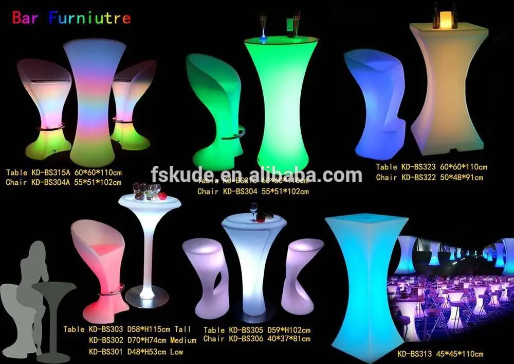 Morden Led Cocktail Table Plastic Bar Cocktail Table Led Furniture